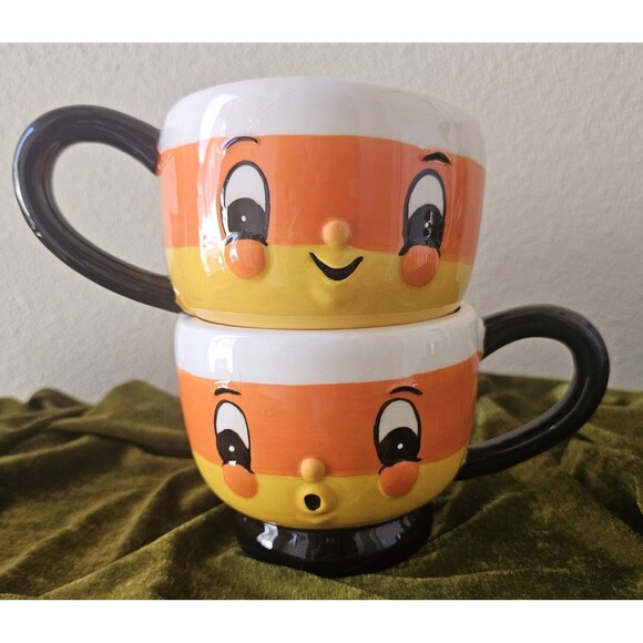 Johanna Parker Candy Corn Bowl & 2 Mugs Large Halloween New 3 Piece Set - Picture 10 of 16